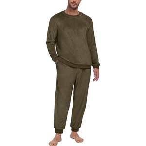 image:imagePrinStory Mens Pajamas Set Fleece Pjs Long Sleeve Soft Sleepwear S2XLArmy Green