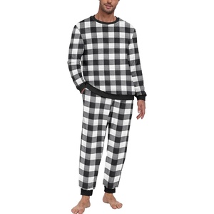 image:imagePrinStory Mens Pajamas Set Fleece Pjs Long Sleeve Soft Sleepwear S2XLBlack Small Plaid