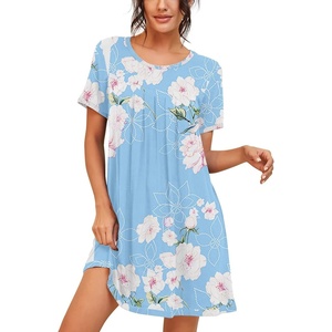 image:imagePrinStory Nightgowns for Women Short Sleeve Night GownsA03 Fplight Blue