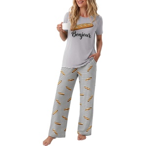 image:imagePrinStory Pajamas for Women Set 2 Piece Soft Pjs Sets S2XLCartoon Baguette