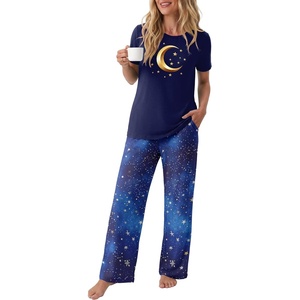 image:imagePrinStory Pajamas for Women Set 2 Piece Soft Pjs Sets S2XLGilded Moon Navy