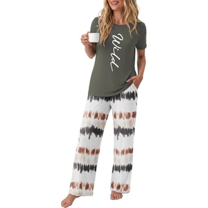 image:imagePrinStory Pajamas for Women Set 2 Piece Soft Pjs Sets S2XLWild Dark Green