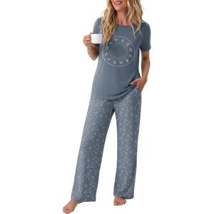 image:imagePrinStory Pajamas for Women Set 2 Piece Soft Pjs Sets S2XLZodiac Blue Gray