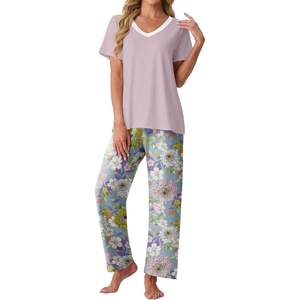 image:imagePrinStory Pajamas for Women Set Soft Pjs 2 Piece Pajama Sets XS4XLBlue Chrysanthemum