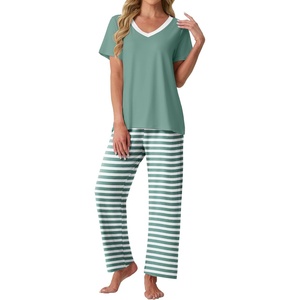 image:imagePrinStory Pajamas for Women Set Soft Pjs 2 Piece Pajama Sets XS4XLCyan Stripe
