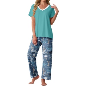 image:imagePrinStory Pajamas for Women Set Soft Pjs 2 Piece Pajama Sets XS4XLGood Night Blue