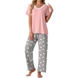 image:imagePrinStory Pajamas for Women Set Soft Pjs 2 Piece Pajama Sets XS4XLGray White Star