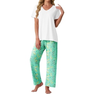 image:imagePrinStory Pajamas for Women Set Soft Pjs 2 Piece Pajama Sets XS4XLGreen Butterfly