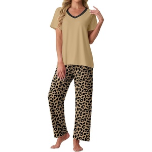 image:imagePrinStory Pajamas for Women Set Soft Pjs 2 Piece Pajama Sets XS4XLLeopard Khaki