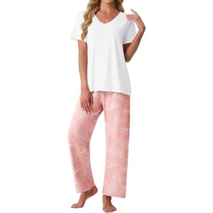 image:imagePrinStory Pajamas for Women Set Soft Pjs 2 Piece Pajama Sets XS4XLPink Sunflower