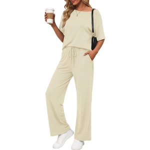 image:imagePrinStory Womens 2 Piece Off Shoulder Lounge SetsBeige