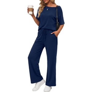 image:imagePrinStory Womens 2 Piece Off Shoulder Lounge SetsNavy Blue