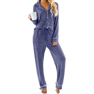 image:imagePrinStory Womens Pajama Sets Button Down Pjs 2 Piece Lounge SetMisty Blue