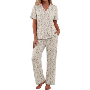 image:imagePrinStory Womens Pajamas Sets Button Down Short Sleeve Pjs S3XLFpapricot Periwinkle