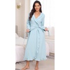image:imagePrinStory Womens Robe Fleece Ruffle Warm Long BathrobeBlue