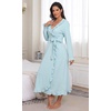 image:imagePrinStory Womens Robe Fleece Ruffle Warm Long BathrobeBlue