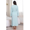 image:imagePrinStory Womens Robe Fleece Ruffle Warm Long BathrobeBlue