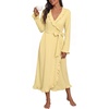 image:imagePrinStory Womens Robe Fleece Ruffle Warm Long BathrobeButter Yellow