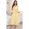 image:imagePrinStory Womens Robe Fleece Ruffle Warm Long BathrobeButter Yellow