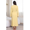 image:imagePrinStory Womens Robe Fleece Ruffle Warm Long BathrobeButter Yellow