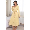 image:imagePrinStory Womens Robe Fleece Ruffle Warm Long BathrobeButter Yellow