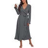 image:imagePrinStory Womens Robe Fleece Ruffle Warm Long BathrobeDark Gray