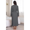 image:imagePrinStory Womens Robe Fleece Ruffle Warm Long BathrobeDark Gray