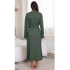 image:imagePrinStory Womens Robe Fleece Ruffle Warm Long BathrobeDark Green
