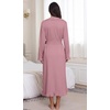 image:imagePrinStory Womens Robe Fleece Ruffle Warm Long BathrobeDusty Pink