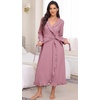 image:imagePrinStory Womens Robe Fleece Ruffle Warm Long BathrobeDusty Pink