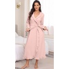 image:imagePrinStory Womens Robe Fleece Ruffle Warm Long BathrobeLight Pink