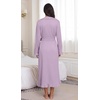 image:imagePrinStory Womens Robe Fleece Ruffle Warm Long BathrobePink Purple