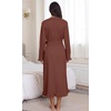 image:imagePrinStory Womens Robe Fleece Ruffle Warm Long BathrobeRed Brown