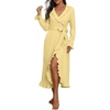 image:imagePrinStory Womens Robe Fleece Ruffle Warm Long BathrobeButter Yellow