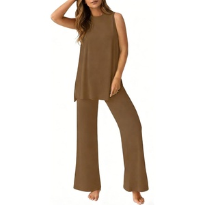 image:imagePrinStory Womens Pajamas Sets Sleeveless Pjs Set S4XLBrown