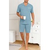image:imagePrinStory Mens Pajamas Set Summer Pjs Sets Lightweight Short Sleeve Pajama Soft Sleepwear Loungewear with PocketsGray Blue