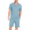 image:imagePrinStory Mens Pajamas Set Summer Pjs Sets Lightweight Short Sleeve Pajama Soft Sleepwear Loungewear with PocketsGray Blue