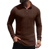 image:imagePrinStory Mens Quarter Zip Pullover Lightweight Thermal Long Sleeve T ShirtBrown