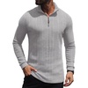image:imagePrinStory Mens Quarter Zip Pullover Lightweight Thermal Long Sleeve T ShirtLight Gray