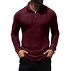 image:imagePrinStory Mens Quarter Zip Pullover Lightweight Thermal Long Sleeve T ShirtWine Red
