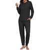 image:imagePrinStory Pajamas Set for Men amp Women Long Sleeve Soft Sleepwear S2XLC Black