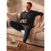 image:imagePrinStory Pajamas Set for Men amp Women Long Sleeve Soft Sleepwear S2XLC Black