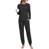 image:imagePrinStory Pajamas Set for Men amp Women Long Sleeve Soft Sleepwear S2XLC Black