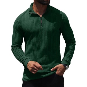 image:imagePrinStory Mens Quarter Zip Pullover Lightweight Thermal Long Sleeve T ShirtDark Green
