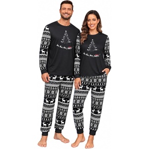 image:imagePrinStory Pajamas Set for Men amp Women Long Sleeve Soft Sleepwear S2XLFp Black Elk