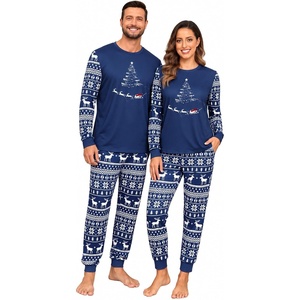 image:imagePrinStory Pajamas Set for Men amp Women Long Sleeve Soft Sleepwear S2XLFp Navy Blue Elk