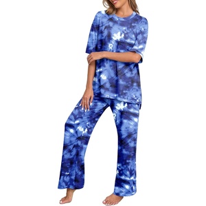 image:imagePrinStory Pajamas for Women Soft Pjs Lounge Set S4XLFptd Blue