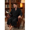 image:imagePrinStory Mens Robe Plush Fleece Soft Warm Long Fluffy BathrobeBlack