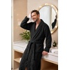 image:imagePrinStory Mens Robe Plush Fleece Soft Warm Long Fluffy BathrobeBlack