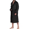 image:imagePrinStory Mens Robe Plush Fleece Soft Warm Long Fluffy BathrobeBlack
